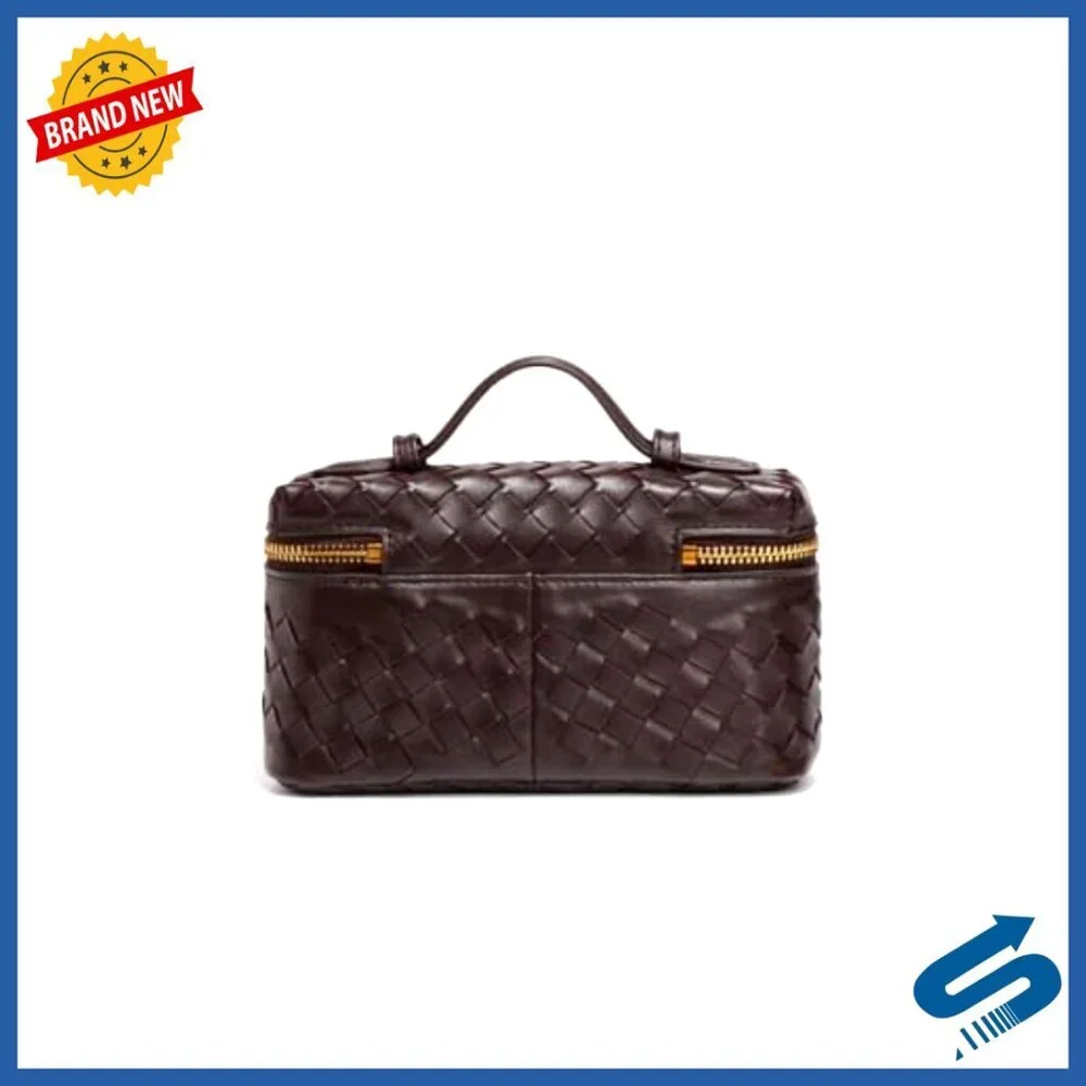 Woven Crossbody Handbag Leather Top Handle Bag Chic Classic Elegant